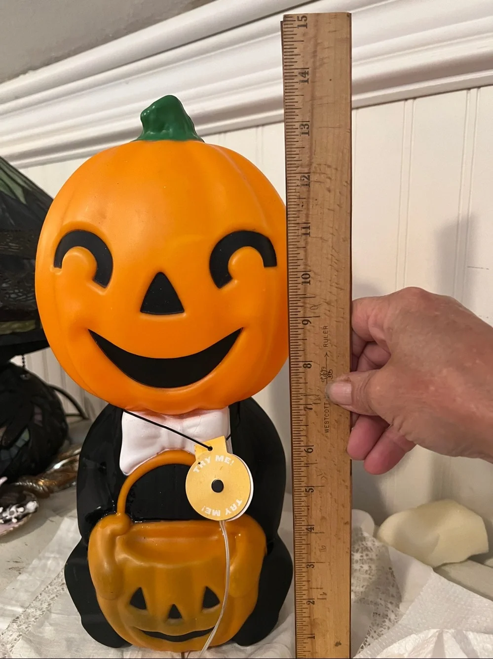 Pumpkin man light up blow mold battery operated